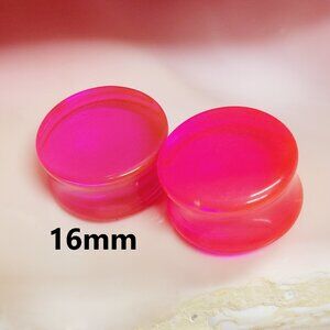 Pink acrylic plugs double flare semi transparent gauges NWT 16 mm 5/8